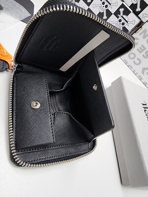 Vivienne Westwood Saffiano Rounded Square Wallet Black Silver ORB