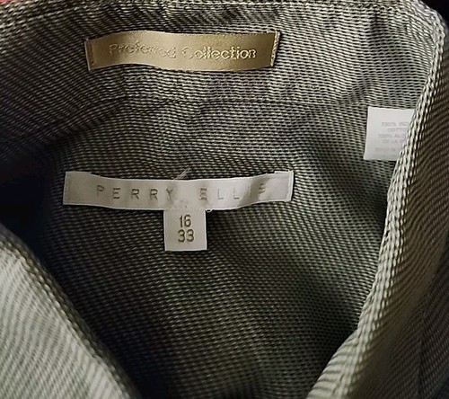 Perry Ellis Preferred Collection Botón Verde Delantero Para Hombre Talla 16/33 Algodón Indio - Imagen 4 de 9