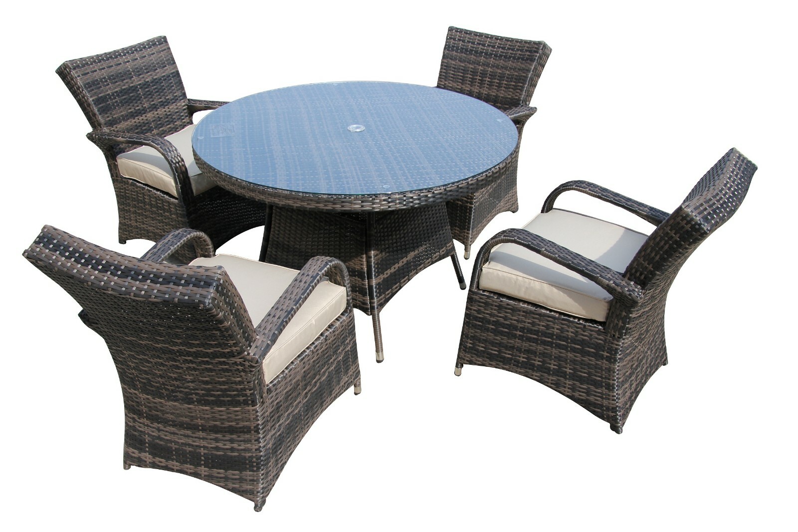 Outdoor Garden Rattan Furniture Cube Dining Set RoundTable with Chairs