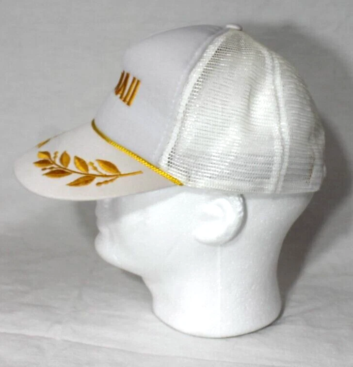Gorra de béisbol blanca HAWAI Trucker huevos revueltos logotipo dorado malla cierre trasero de colección Foto 4 de 4