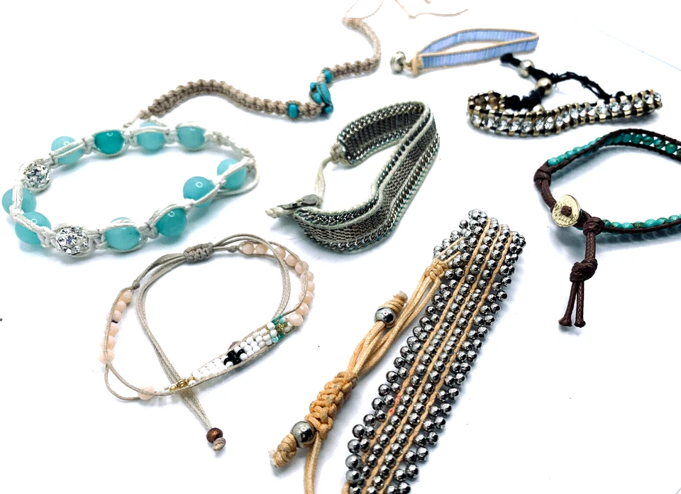 Lote de 8 pulseras ajustables Boho multicolor trenzadas con cuentas Foto 2 de 4