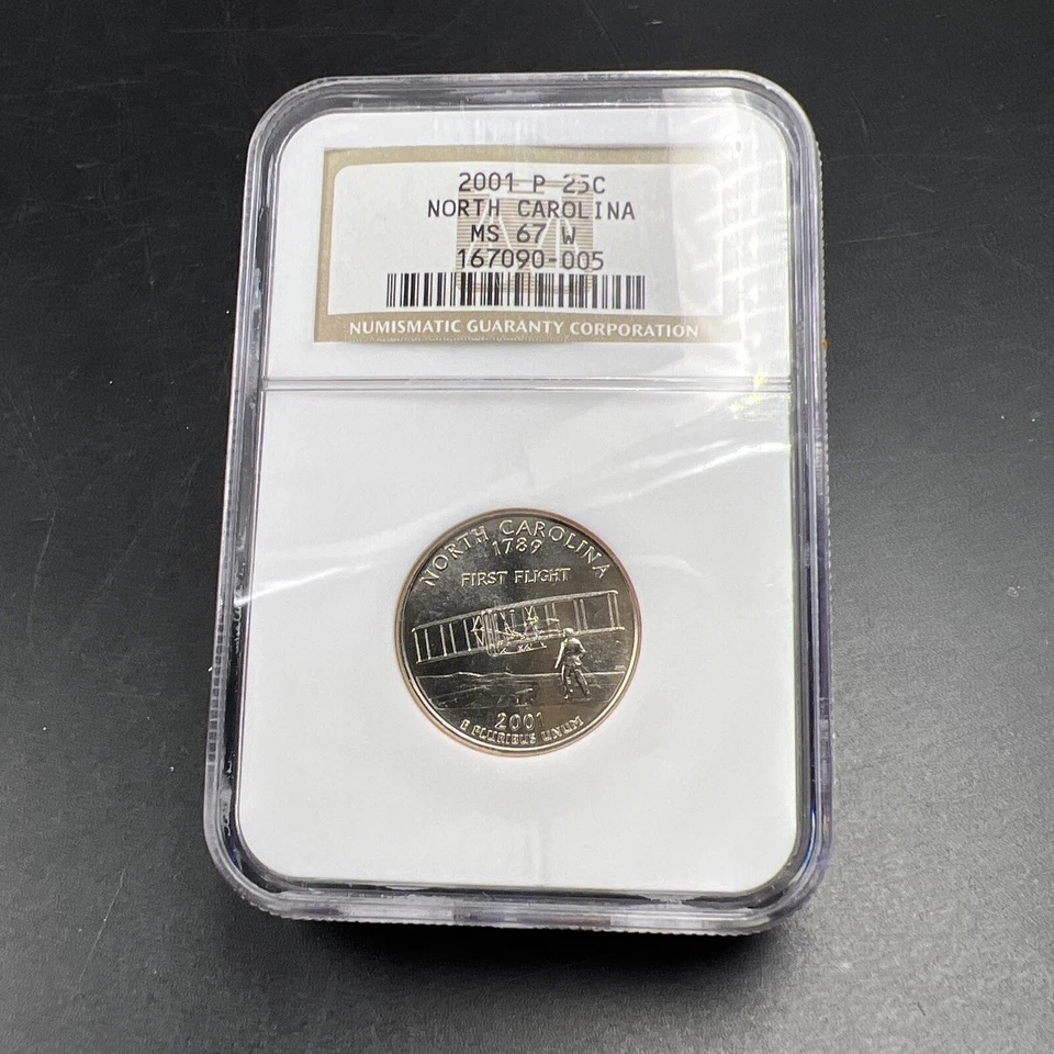 2001 P North Carolina State Statehood Quarter Coin MS67 NGC #005 W Holder - Image 3 of 4