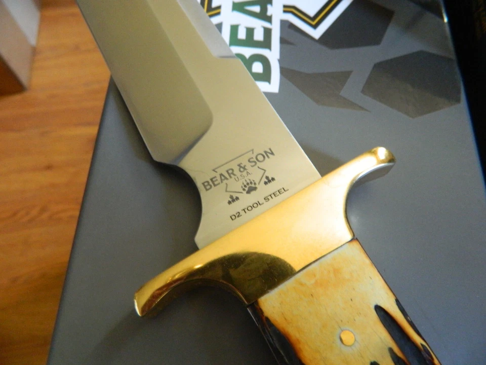 МЕДВЕДЬ И СЫН 15 «СВОБОДА БОРЬБЫ НОЖ БОУИ D2 ЛЕЗВИЕ ИНДИИ ОЛЕНЬ КОСТИ РУЧКИ BC5 - Изображение 3 из 4