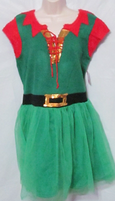 Walmart Holiday Time Elf Christmas Cap Sleeve Sweater Dress with Lace up  Bodice | eBay