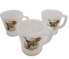 Vintage Fire King Oven Ware Milk Glass Set Of 3 Mallard Duck Coffee Cups