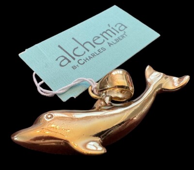 Charles Albert 'Alchemia' Gold Tone Dolphin Pendant, 2'' Long J2