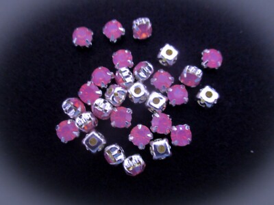 10 STCK. X 6 MM RUND ROSA OPALHARZ SILBER RÜCKSEITE KRALLE FLATBACK EDELSTEINE NÄHEN 