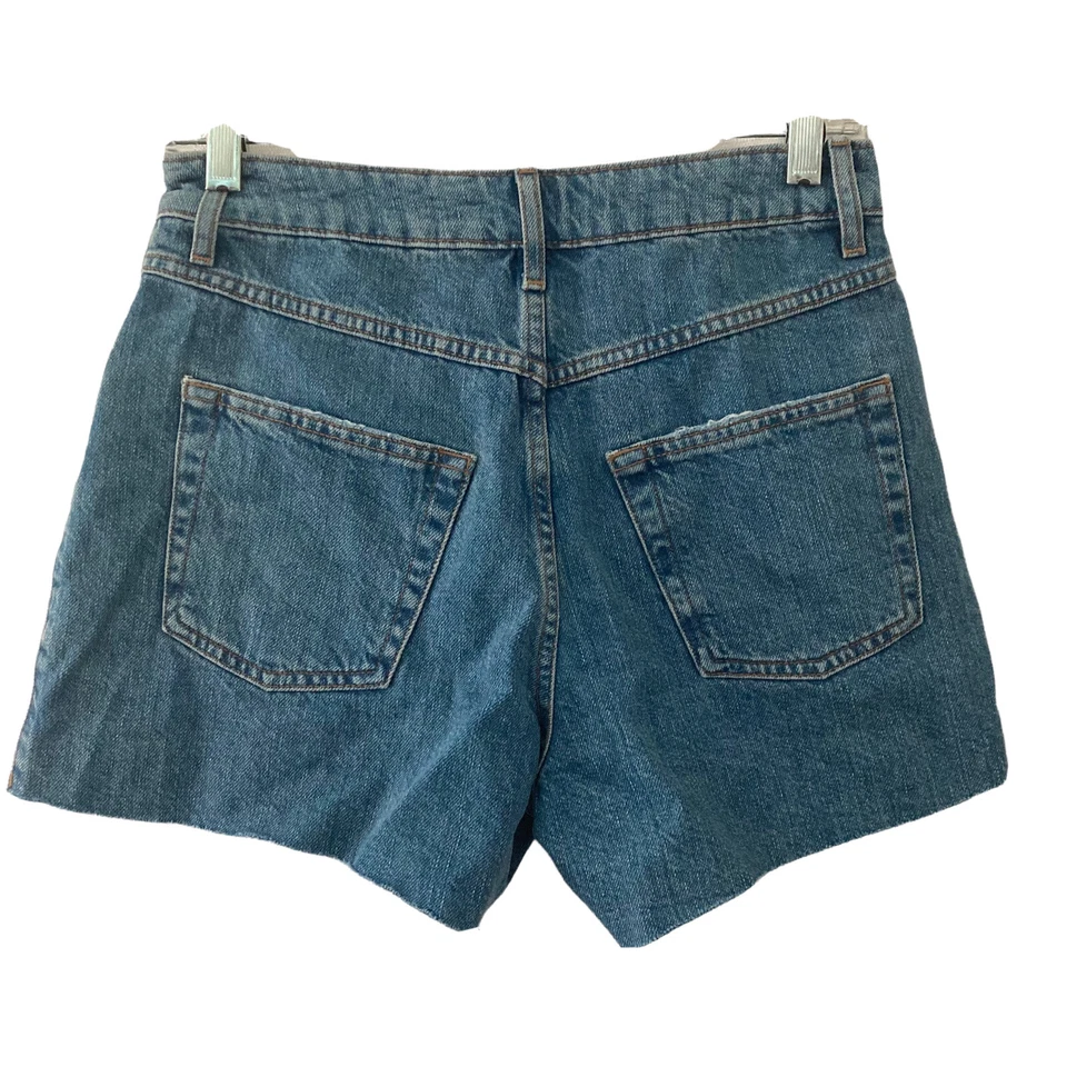 Pantalones Cortos Topshop Mujer Talla 4 Denim Aline Distressed Lavado Medio Nuevos Foto 2 de 4