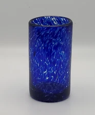 Handblown Glass Water Tumblers Drinkware Set of 6 Marine Blue Unique NEW