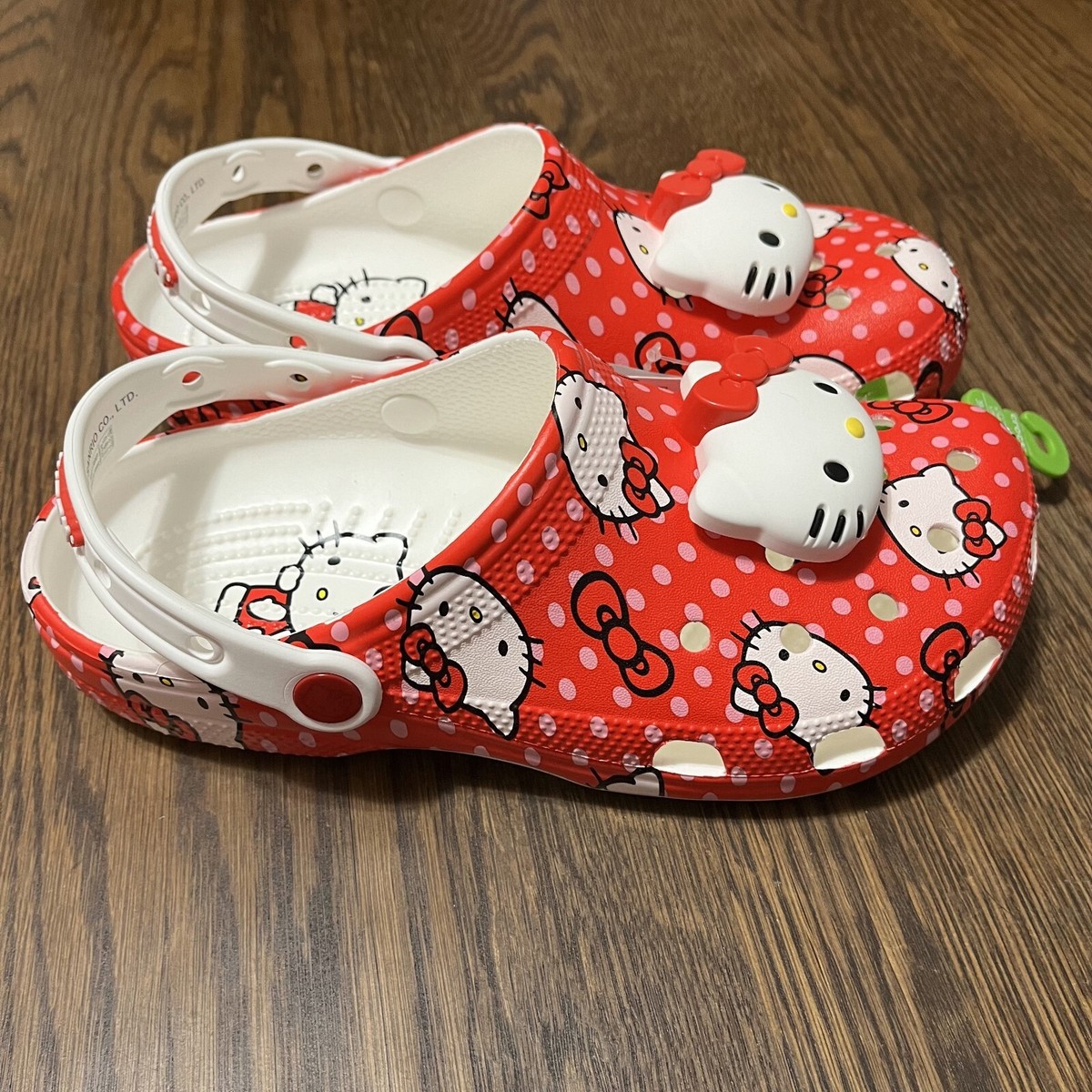 Crocs Classic Hello Kitty 210575-90H Unisex M7/W9 Clogs Red Polka