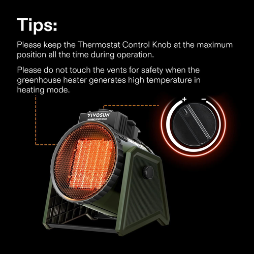 Portable Greenhouse Heater 1500W Electric Heater 3 Modes for Fast Heating Over - Picture 4 of 7