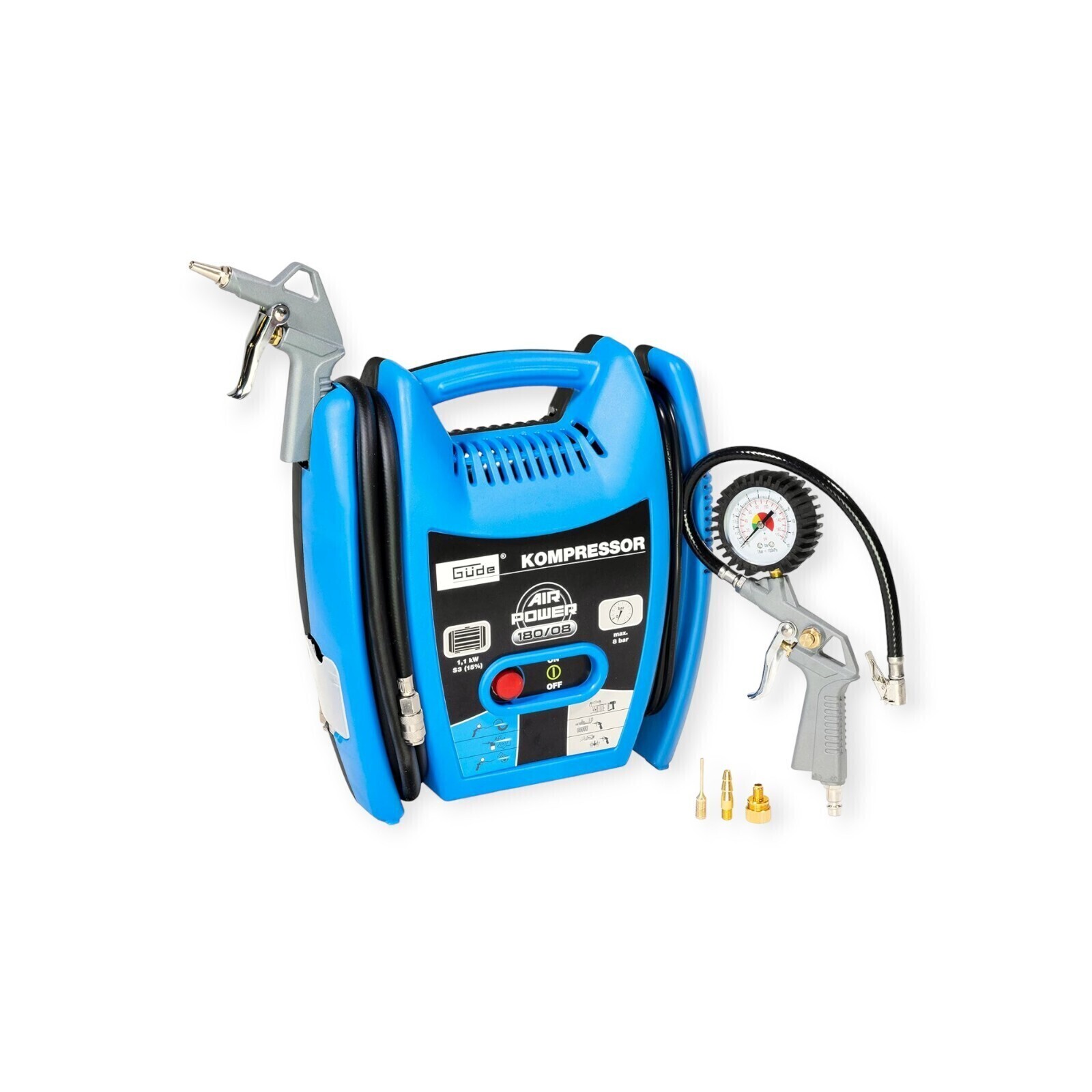 Güde Kompressor Airpower 180/08 1100W 8 bar Schnellkupplung Mini Mobil Klein A01