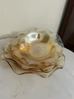 Vintage 3pcs Glass Ruffled IridescentBowlsCarnival Depression Marigold (see desc