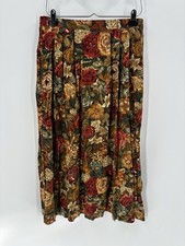 Vintage Cricket Lane Floral Skirt Womens Medium Multicolor Pleated Midi Stretchy