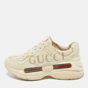 Baskets à lacets Gucci cuir crème Rhyton pointure 35,5