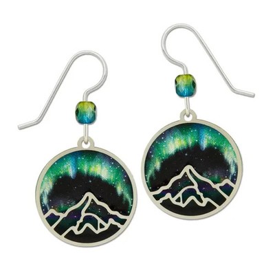 Adajio Aurora Borealis Northern Lights & Mountain Overlay Pierced Earrings