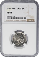 1936 Buffalo Nickel 5c Brilliant PF67 NGC 951033-29