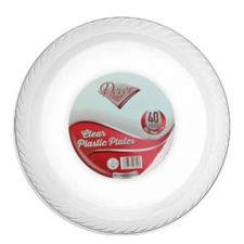 40 x REUSABLE LIGHTWEIGHT CLEAR SIDE BUFFET PLATES - 16.5cm  6.5"