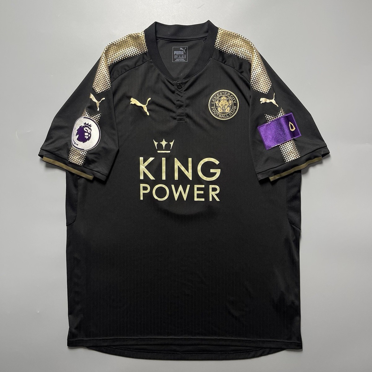 【英国市場向けレア商品】レスターFC PUMA サッカーユニフォーム 黒 M LEICESTER PUMA 2017/2018 FOOTBALL SOCCER AWAY JERSEY #5 WES MORGAN