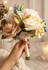 TINGE TIME Wedding Bouquet Dusty Rose Navy Blue New