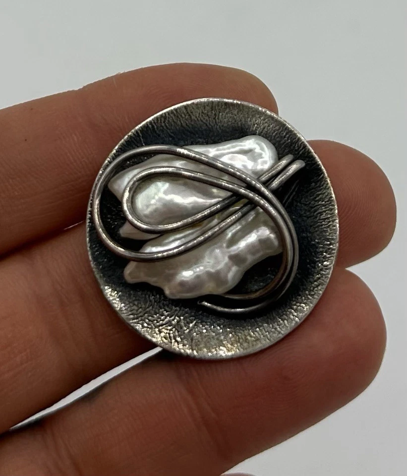 Anhänger Silber Perle Signatur Goldschmiede Unikat 1990er Jahren 925 - Bild 1 von 4