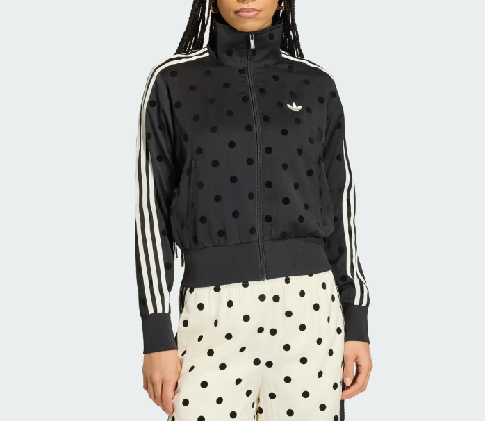 Adidas Women Originals Satin Polka Dot Track Top Black Asian Size