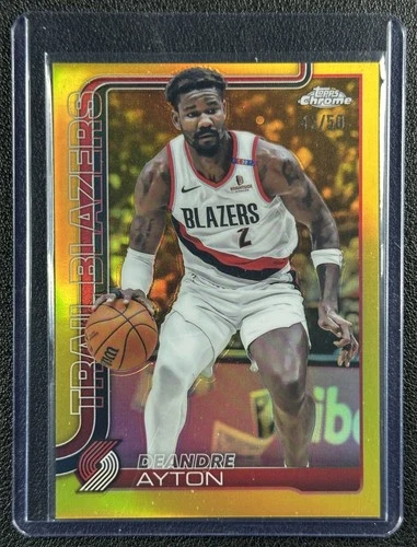 DEANDRE AYTON 2025-26 TOPPS CHROME #168 TRUE GOLD REFRACTOR 43/50 TRAIL BLAZERS