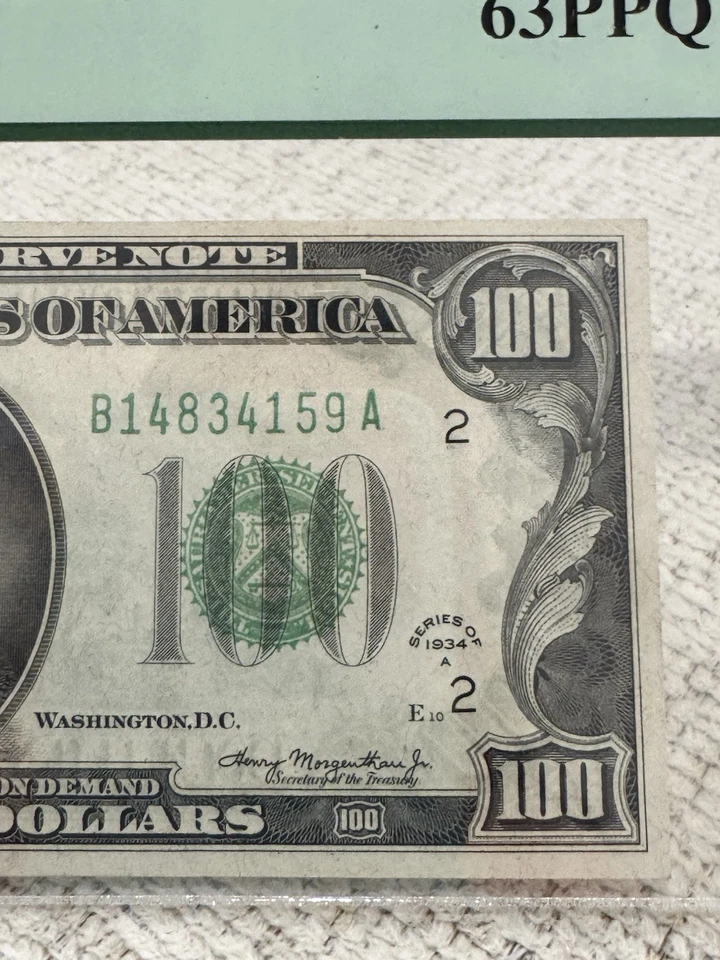1934A $100 MULE Federal Reserve Note NEW YORK Fr 2153m-B PCGS 63PPQ - Image 4 of 4