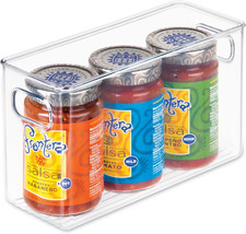 Slim Clear Plastic Storage Bin, Tall Narrow  Organizer, For Kitchen, Fridge, Fr