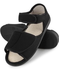 TIESTRA Diabetic Orthopaedic Memory Foam SLIPPERS Sandals Sz 11 Black NEW