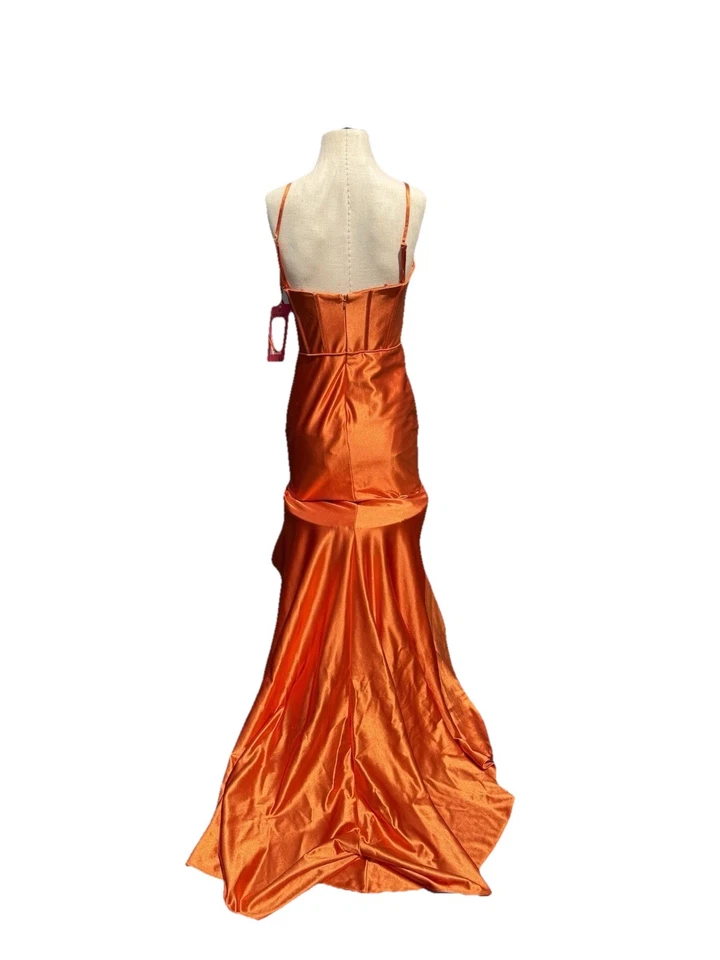 Vestido de Dama de honor o Baile de graduación Corsé Sirena Naranja Quemado Foto 3 de 4