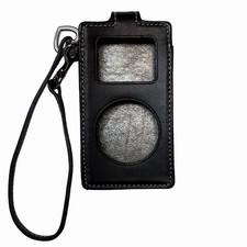 Coach Vintage Black Leather iPod Case With Strap Y2K New
