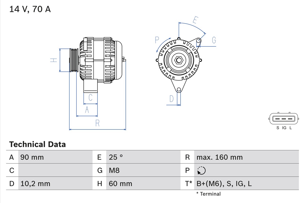 BOSCH 0 986 040 461 Alternator for TOYOTA