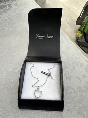 Warren James Silber Echt Diamant Herz Halskette Brandneu UVP £128 - Geschenk