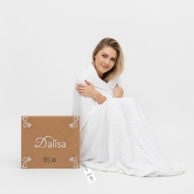 Dalisa 100% Organic Cotton Knit Throw Blanket, White, 50x60 Inches, GOTS-Cert...