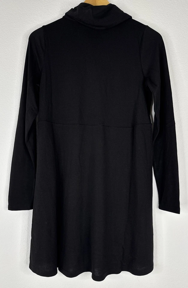 Lisa Rinna Cowl 颈部轻便束腰上衣 XS 码黑色长袖侧开衩 — 第 3/4 张图片