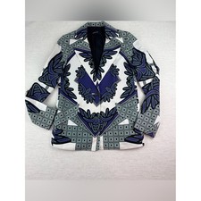 Derek Lam Geometric  Floral Print cotton Blazer women's 6 Made in Italy