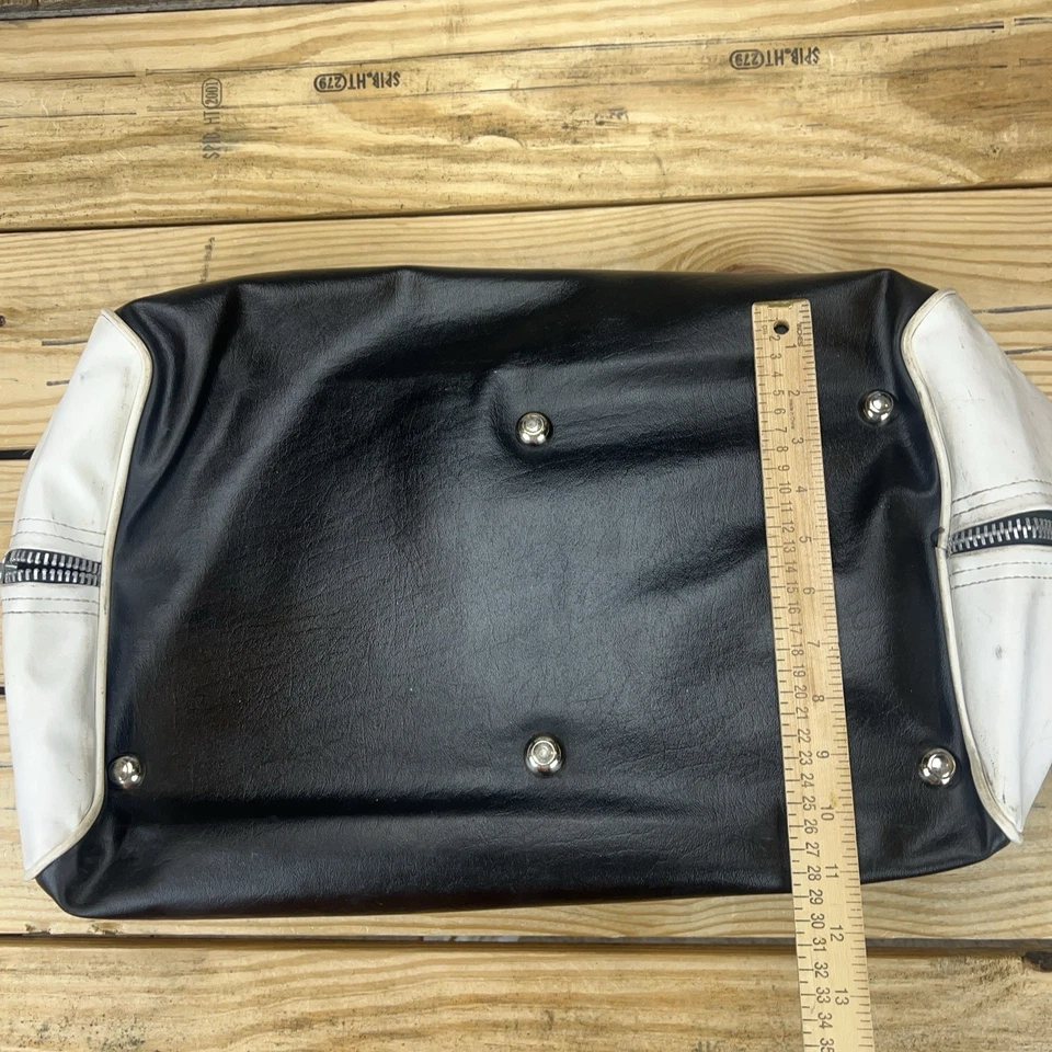 Vintage Harrison High School 16" Black and White Vinyl Nasco Gym Bag 1970s - Image 4 of 4