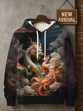 Dragon Meets Phoenix 3D All Over Print Hoodie - Adults Youth