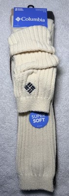 Women s Columbia Super Soft Knee High Socks Size 4-10 (2 PAIRS) Egret/Brown New