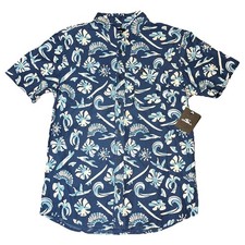 O  Neill Blue Surf Hawaiian Short Sleeve Button Collared Shirt NWT Men  s Medium