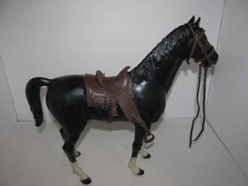 Vintage Louis Marx Toys 1960s Johnny West Horse Thunderbolt Black w/Accessories