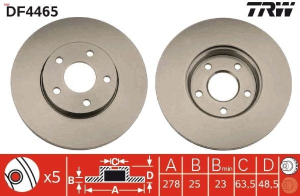 2X Bremsscheibe TRW DF4465 2 Bremsscheiben Vorderachse Vorne-image