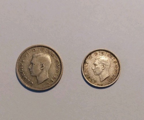 Six pence 1946 & Three Pence 1940 King George VI Großbritannien