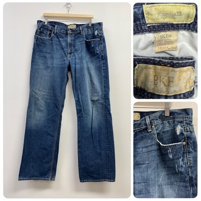 BKE Mens Blue Jeans Marshall Bootcut 38x34 Distressed 100% Cotton