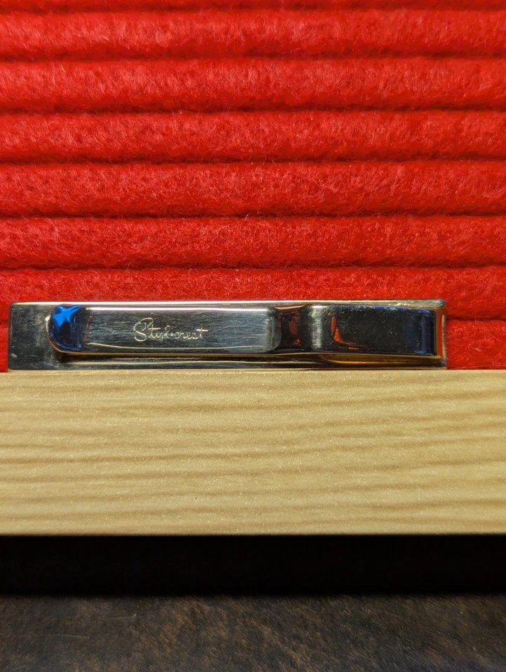 Brown Leather Tie Clip Clasp VINTAGE 2" Styl•Crest Tan Hide & Silver Tone Bar - Image 4 of 4