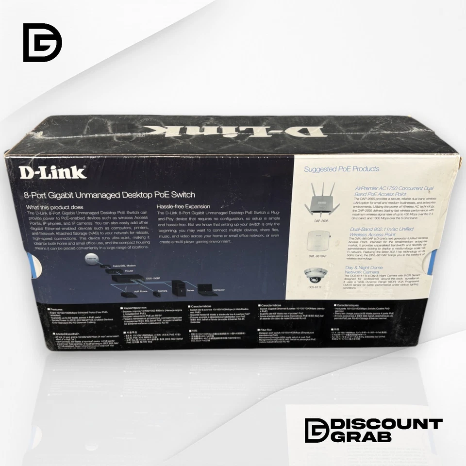 D-LINK DGS-1008P Gigabit PoE Unmanaged Desktop Switch - Image 2 of 4