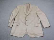 Vintage Jos A Bank Jacket Mens 46R Beige Silk Camel Hair Herringbone Suit Blazer