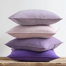 Throw Pillow Covers 18x18 Corduroy Set of 4 18" x 18" Pack of 4 Purple