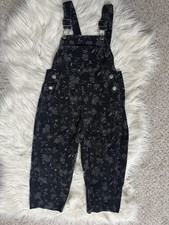 Vintage McKids McDonalds Black Overalls Floral Sparkle Cotton 4T